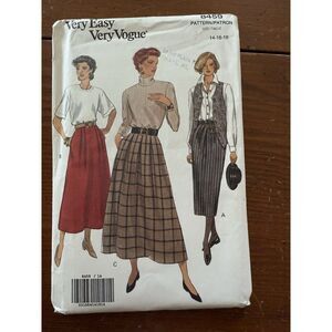 Vintage Vogue 8459 Very Easy Pattern | Pleated Skirts | Size 14-16-18 Uncut
